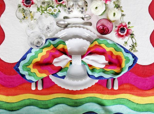 Summerill & Bishop Sunrise Rainbow Linen Tablecloth In Multicolours