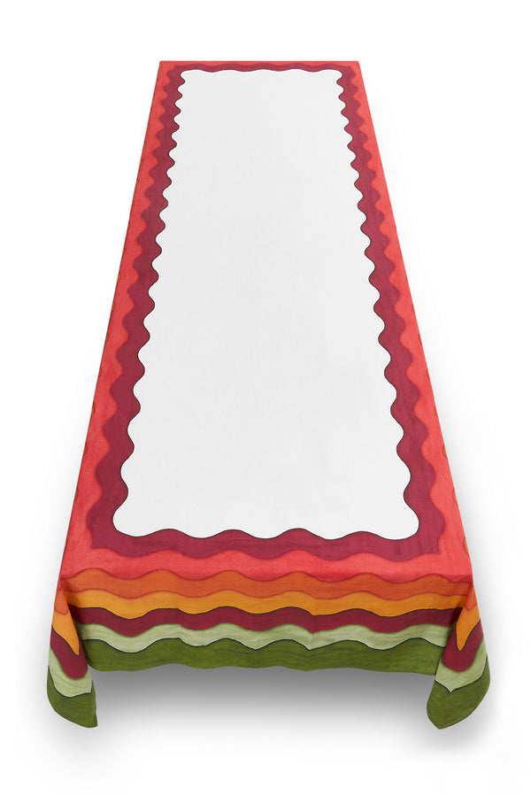 Summerill & Bishop Sunset Rainbow Linen Tablecloth In Multicolours