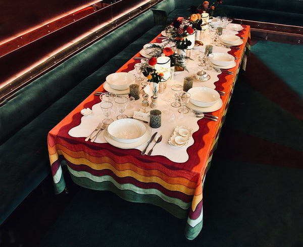 Summerill & Bishop Sunset Rainbow Linen Tablecloth In Multicolours