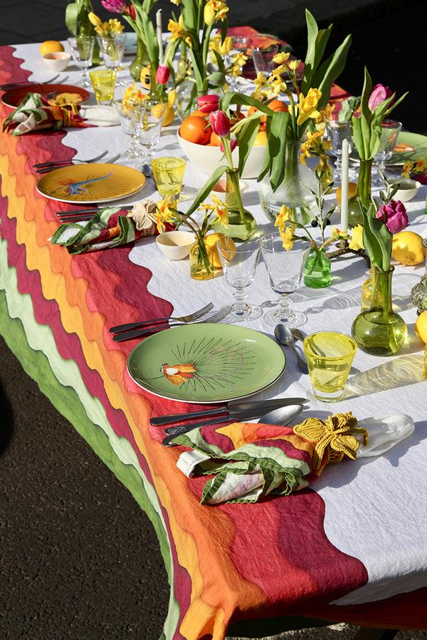 Summerill & Bishop Sunset Rainbow Linen Tablecloth In Multicolours