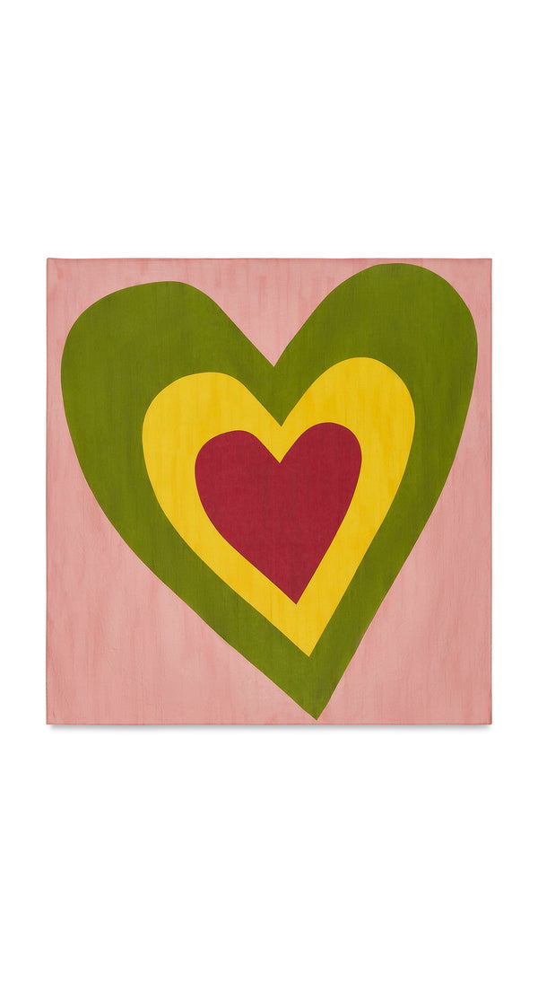 summerill & bishop 'Table for Two' Square Linen Heart Tablecloth in Pink Green Yellow & Red 165cm x 165cm