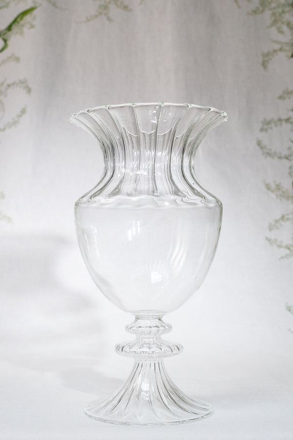 Summerill & Bishop Tall Aurora Clear Handblown Glass Vase On Stand 33cm