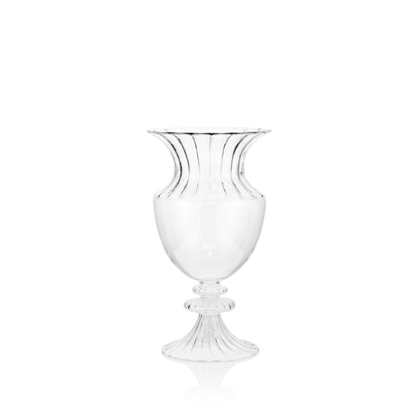 summerill & bishop Tall Aurora Clear Handblown Glass Vase On Stand 33cm