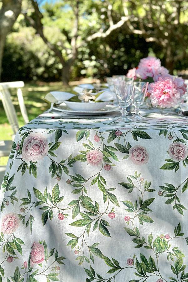Summerill & Bishop 'Trailing Peony' Linen Napkin 50x50cm