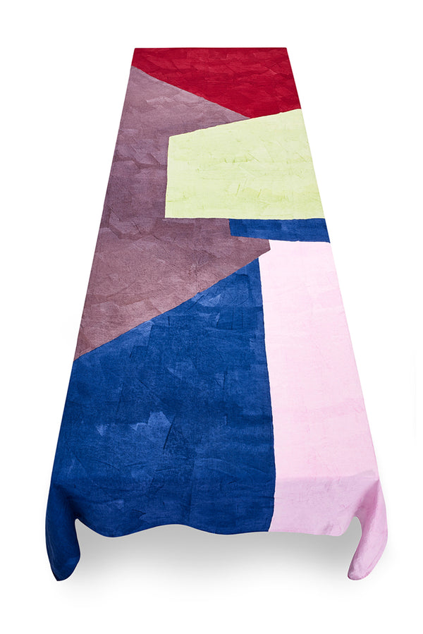 Summerill & Bishop "Trapeze" Block Colour Linen Tablecloth In Multicolours
