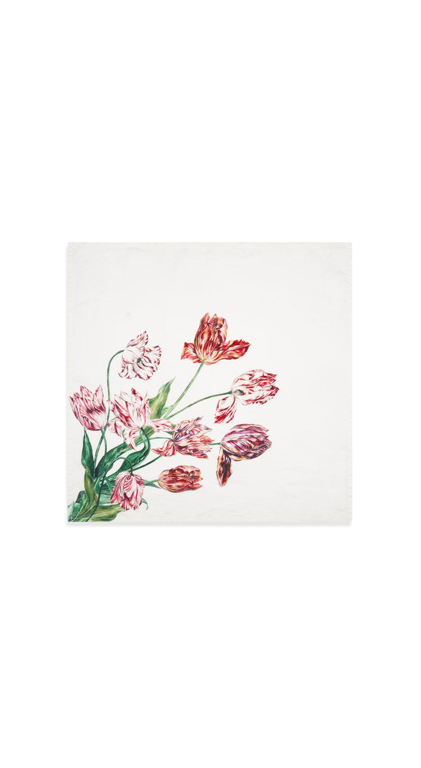 Summerill & Bishop 'Tulip' Linen Napkin In Red & Pink 50x50cm