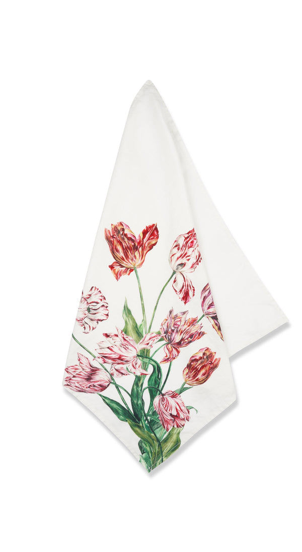 summerill & bishop 'Tulip' Linen Napkin in Red & Pink 50x50cm
