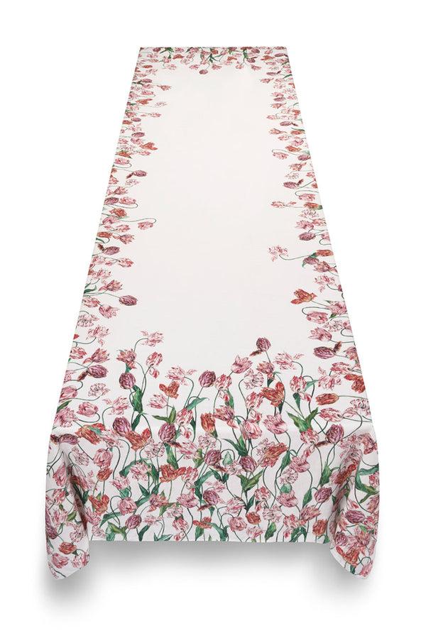 Summerill & Bishop 'Tulip' Linen Tablecloth In Red & Pink