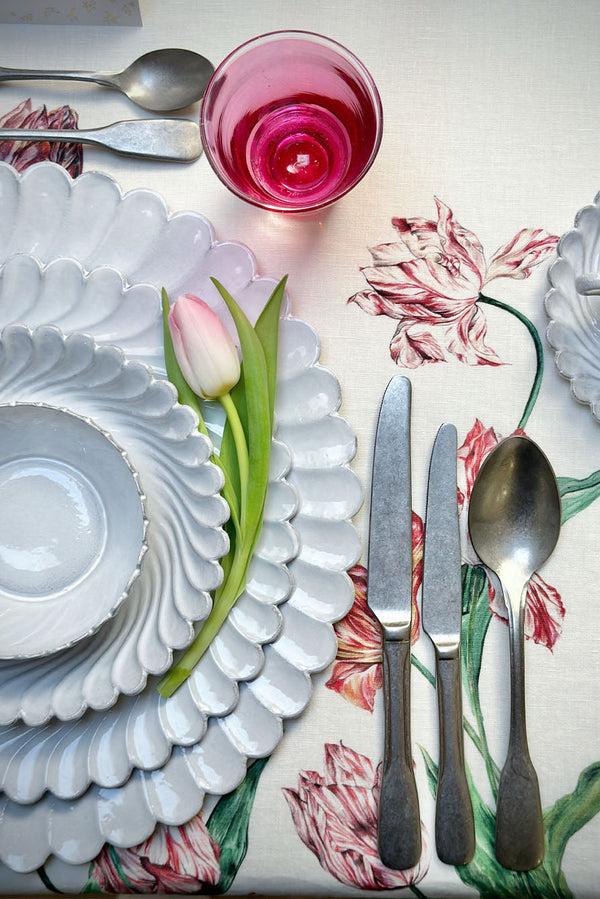 Summerill & Bishop 'Tulip' Linen Tablecloth In Red & Pink