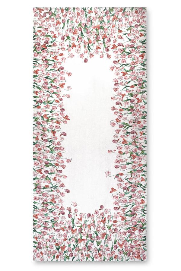 summerill & bishop 'Tulip' Linen Tablecloth in Red & Pink