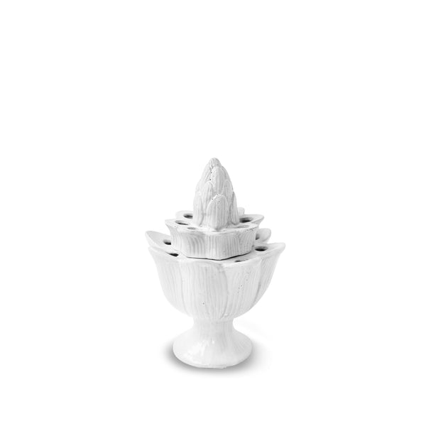 summerill & bishop White Ceramic Pique Flower Holder by Astier de Villatte 17cm