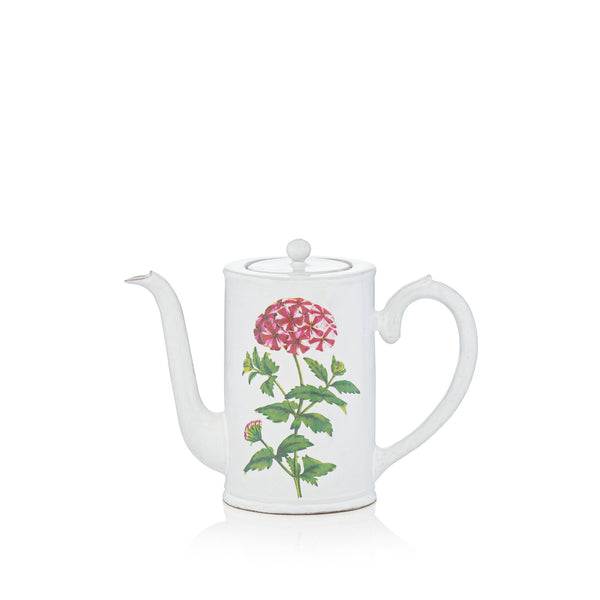 summerill & bishop White Ceramic Red Star Phlox Coffee Pot by Astier de Villatte 17cm