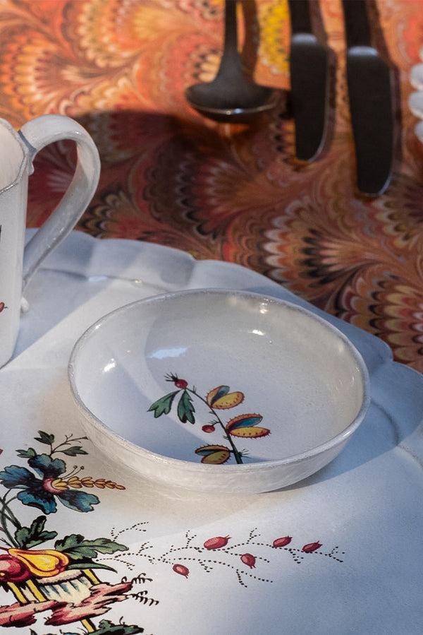 Summerill & Bishop White Ceramic Small Yellow Bud Dish By Astier De Villatte 11cm