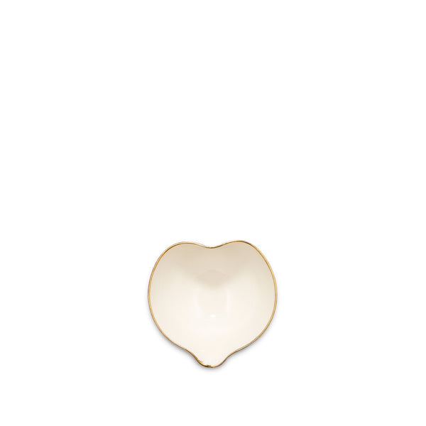 summerill & bishop White Porcelain Heart Bowl with Gold Rim 9cm