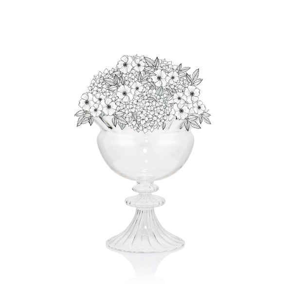 Summerill & Bishop Wide Aurora Clear Handblown Glass Vase On Stand 27cm