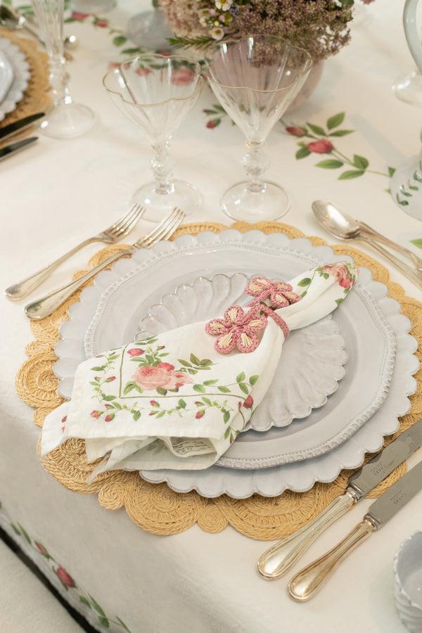 Summerill & Bishop Wrapped Flowers Handwoven Straw Napkin Ring In Pink