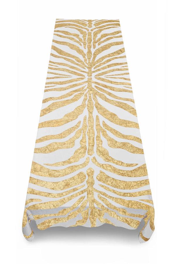 Summerill & Bishop Zebra Linen Tablecloth In Hand Painted Gold