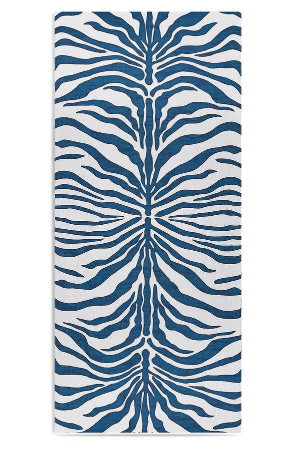 summerill & bishop Zebra Linen Tablecloth in Petrol Blue
