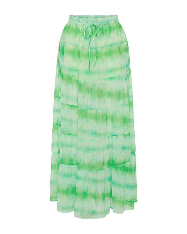 Summery Copenhagen Bennie Tiered Maxi Skirt In Green