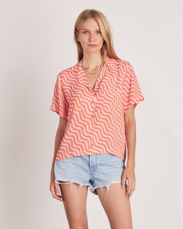 summery copenhagen CAROL SHORT SLEEVE SHIRT IN CAMELLIA