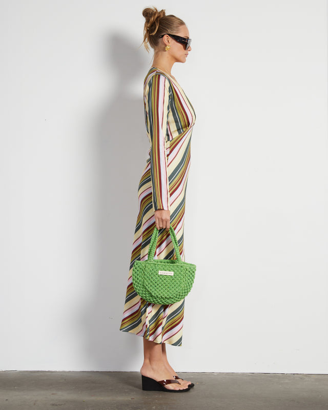 summery Copenhagen ELYSSE BIAS SLIP MAXI IN MULTI STRIPE