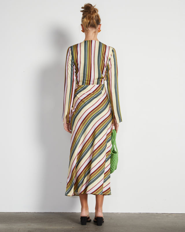summery Copenhagen ELYSSE BIAS SLIP MAXI IN MULTI STRIPE