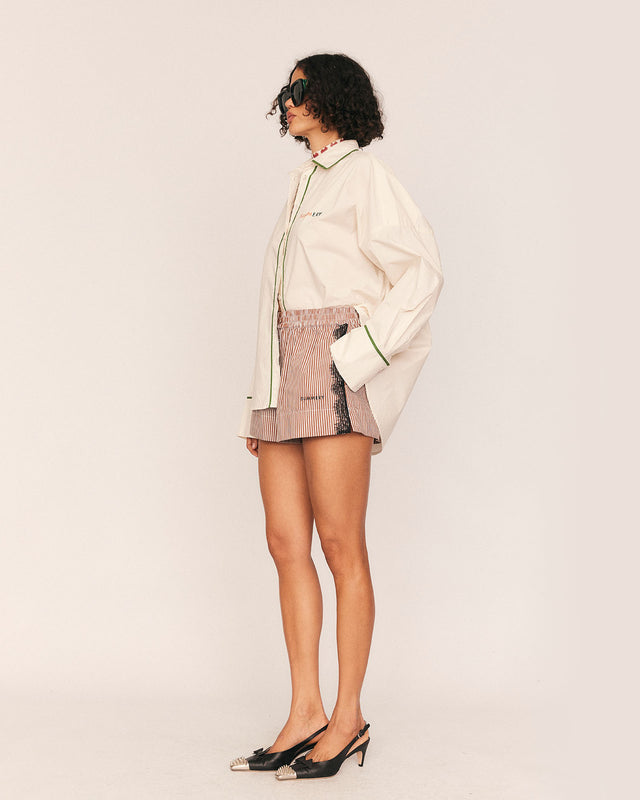 Summery Copenhagen Frida Lace Striped Short In Brown