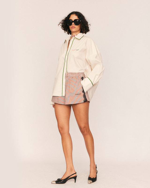 Summery Copenhagen Frida Lace Striped Short In Brown