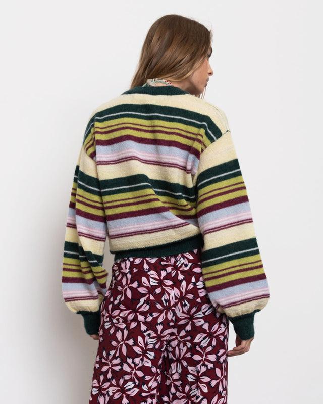 Summery Copenhagen GIGI BALLOON CREW NECK KNIT IN MULTI STRIPE
