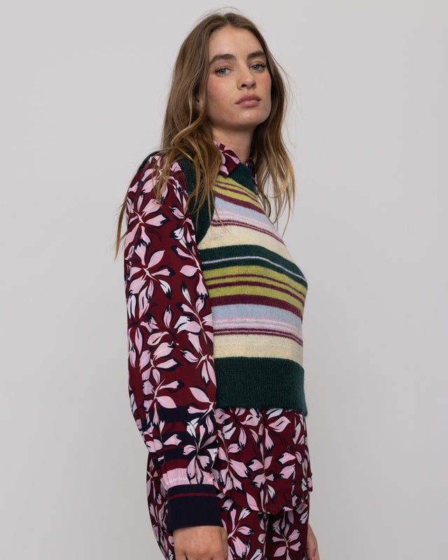 Summery Copenhagen GIGI MINI CREW KNIT VEST IN MULTI STRIPE