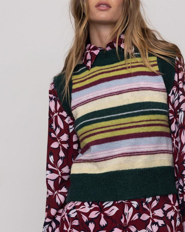 Summery Copenhagen GIGI MINI CREW KNIT VEST IN MULTI STRIPE