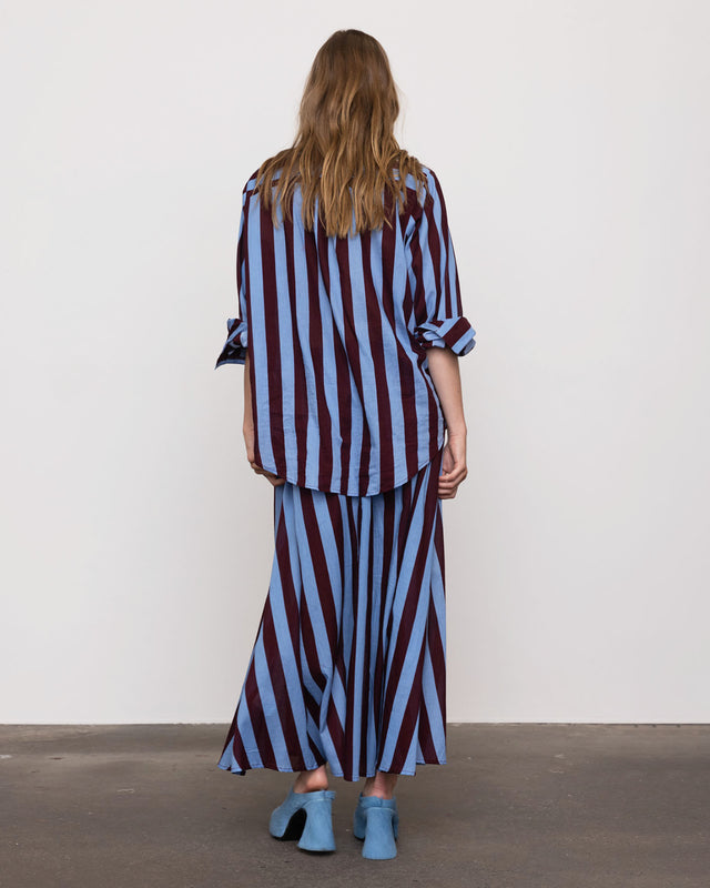Summery Copenhagen HANNAH CIRCLE SKIRT MIDI IN BLUE STRIPE