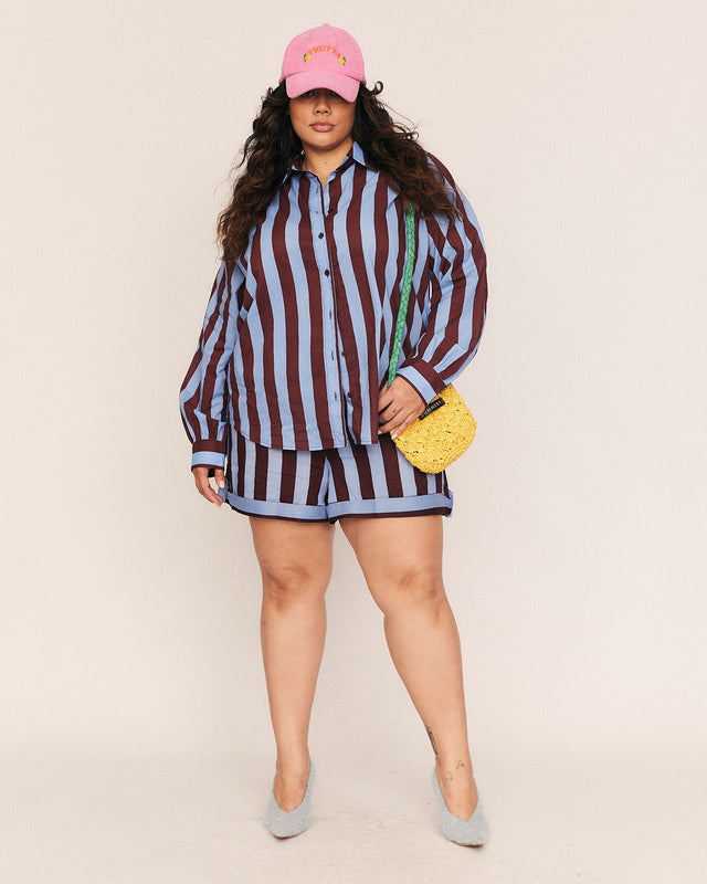 Summery Copenhagen HANNAH CUFFED SHORTS IN BLUE STRIPE