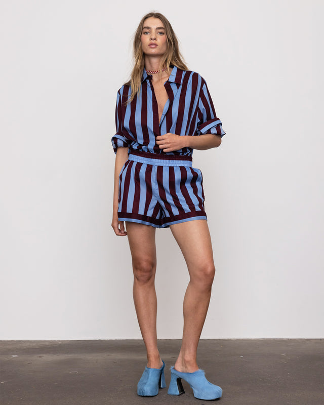 summery copenhagen HANNAH CUFFED SHORTS IN BLUE STRIPE