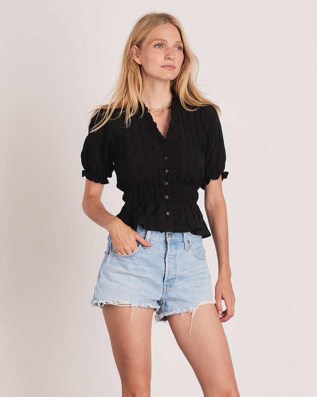 Summery Copenhagen KAREN SHORT SLEEVE BLOUSE IN BLACK