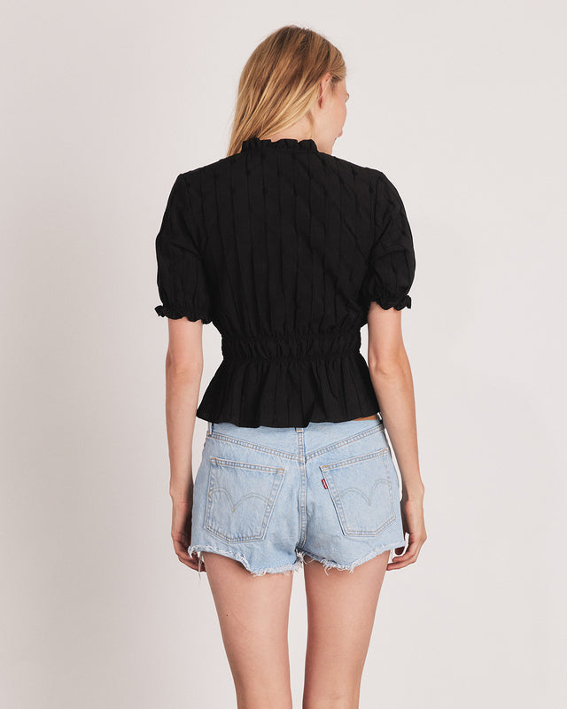 Summery Copenhagen KAREN SHORT SLEEVE BLOUSE IN BLACK
