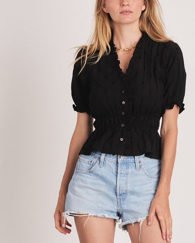 Summery Copenhagen KAREN SHORT SLEEVE BLOUSE IN BLACK