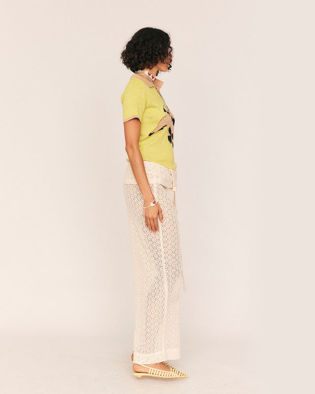 Summery Copenhagen Lace Fisherman Pant In Off White