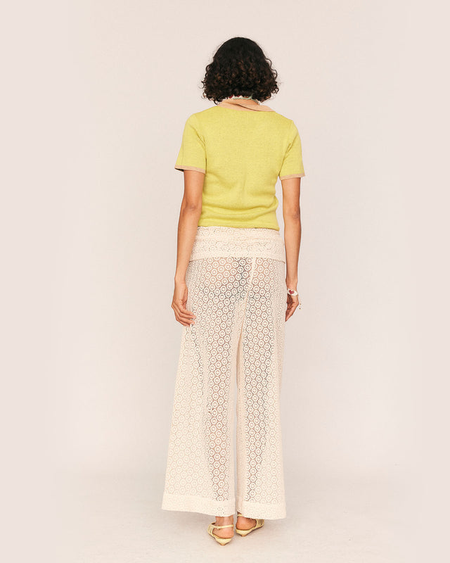 Summery Copenhagen Lace Fisherman Pant In Off White