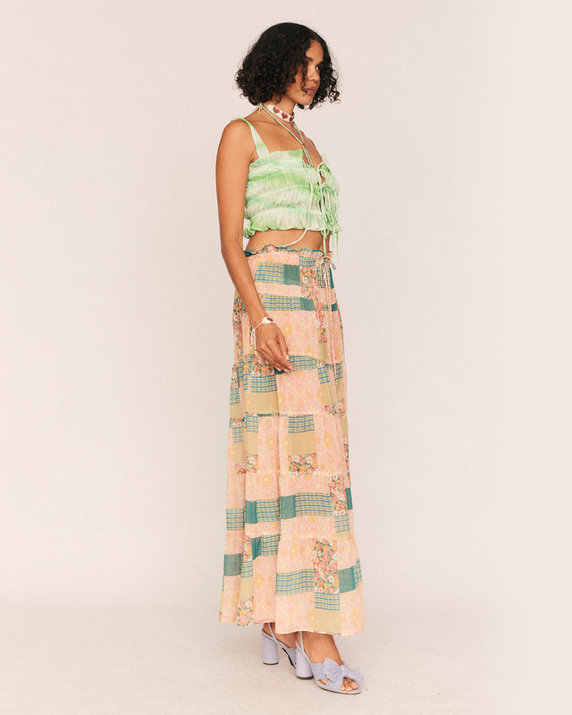 Summery Copenhagen Leni Patchwork Maxi Skirt In Multi