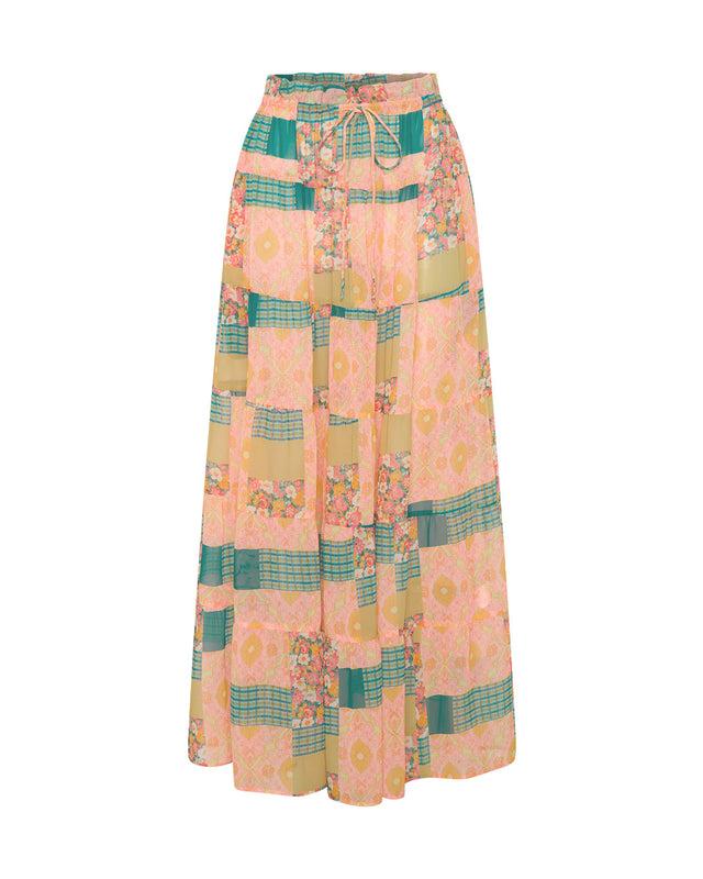Summery Copenhagen Leni Patchwork Maxi Skirt In Multi
