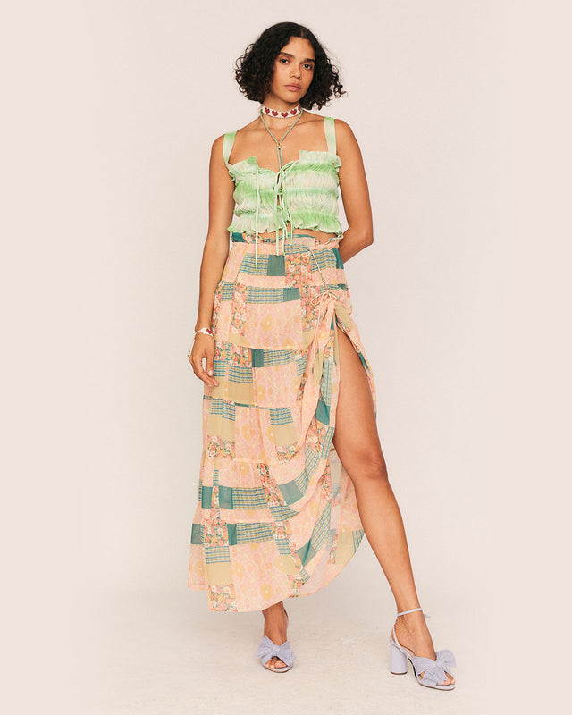 summery copenhagen Leni Patchwork Maxi Skirt in Multi