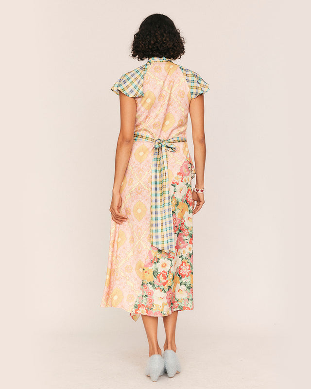 Summery Copenhagen Leni Spliced Faux Wrap Dress In Multi