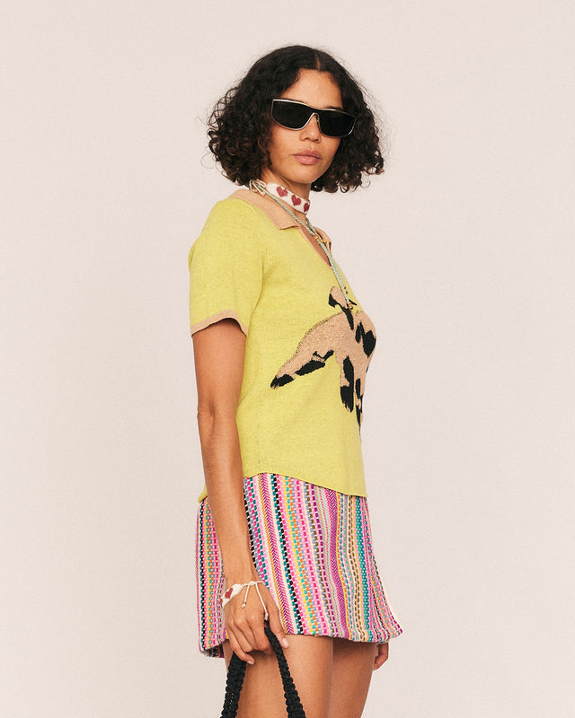 Summery Copenhagen Little Lamb Intarsia Tee In Citron