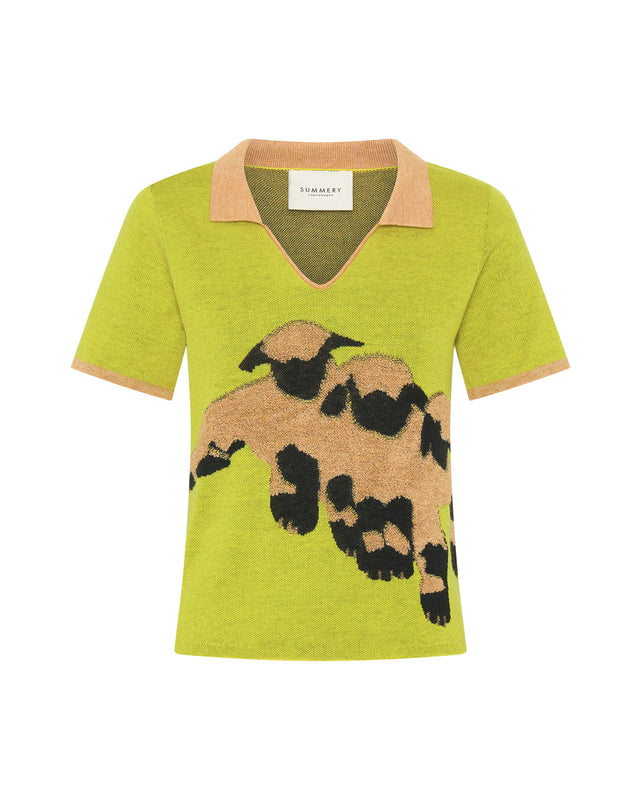 Summery Copenhagen Little Lamb Intarsia Tee In Citron