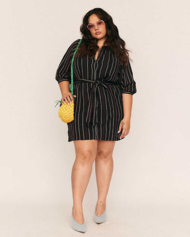 summery copenhagen MAELLE MINI SHIRT DRESS IN BLACK