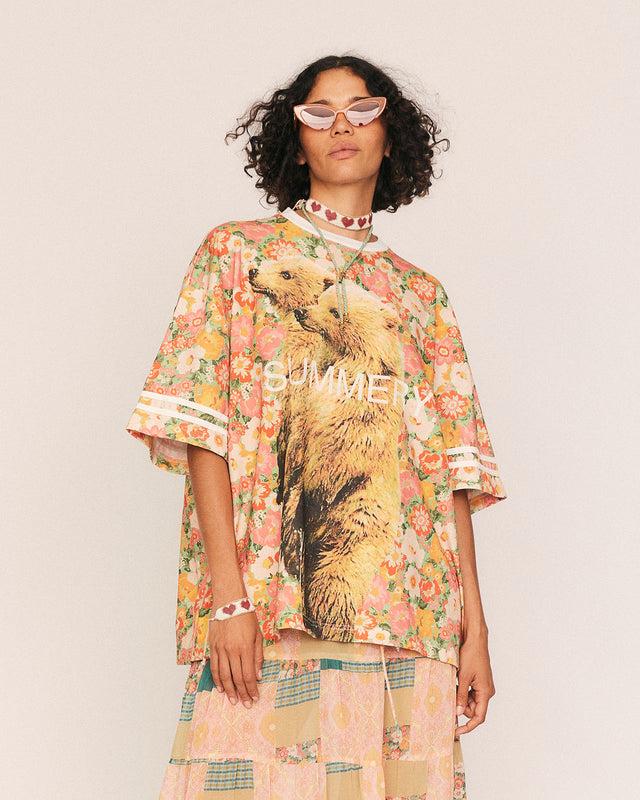 summery copenhagen Oversized Wild Bear Tee in Floral