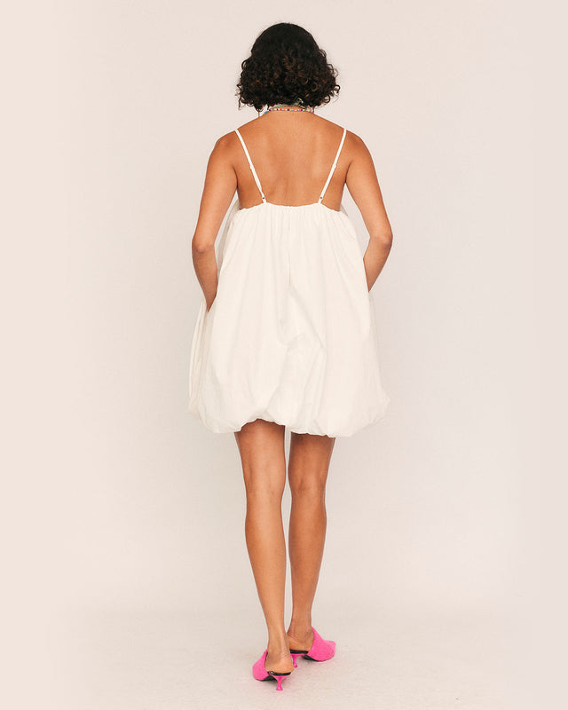 Summery Copenhagen Poplin Bubble Mini Dress In White