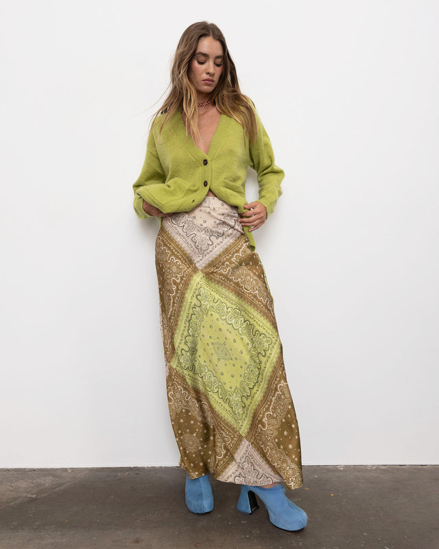 Summery Copenhagen Agnes Bias Skirt In Olive