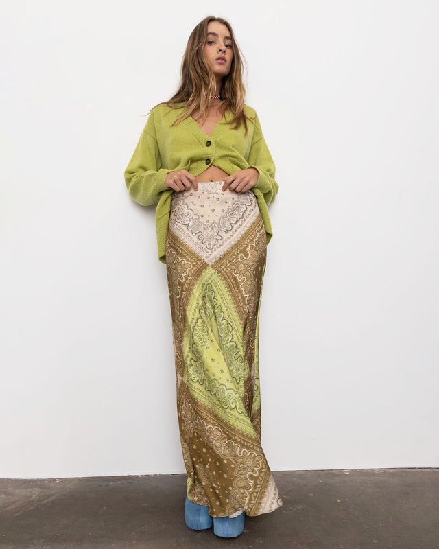 Summery Copenhagen Agnes Bias Skirt In Olive